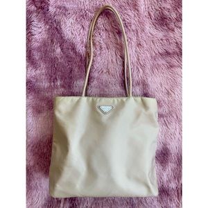 Prada Tessuto Nylon Tote Bag Light Beige